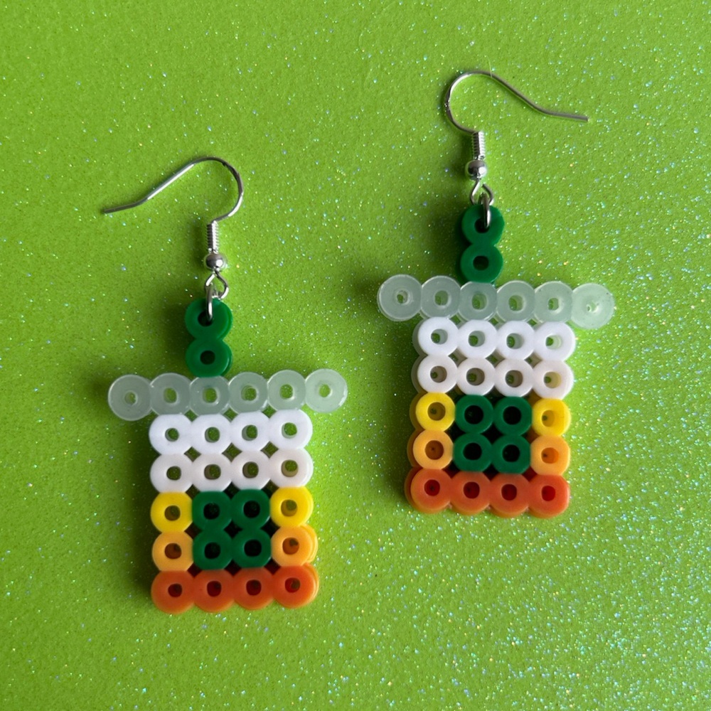 Handmade Latte Coffee Perler Bead Earrings